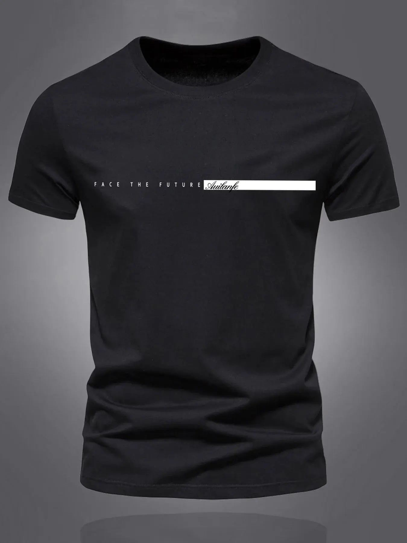 Summer men's 100% pure cotton casual sports loose oversized simple letter pattern printed round neck short sleeved T-shirt top - Suncollections