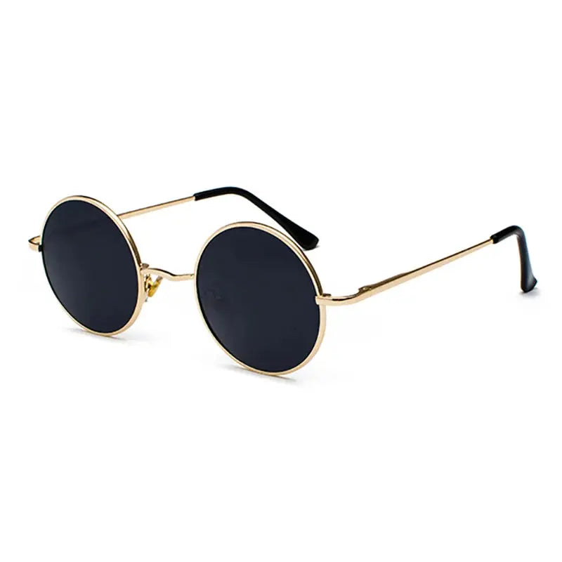 Retro Vintage Round Polarized Sunglasses Men Brand Designer Sun Glasses Women Alloy Metal Frame Black Lens Eyewear Driving UV400 - Suncollections