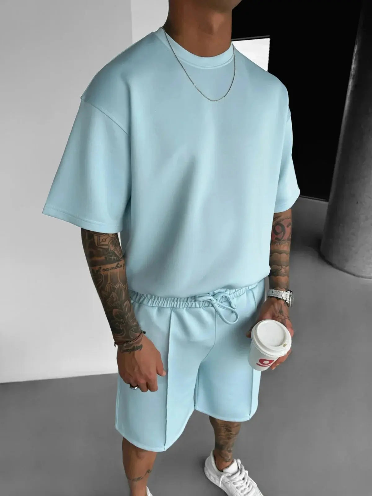 Men 2025 summer fashion sports design sense simple casual solid color quick drying short-sleeved T-shirt trend clothes - Suncollections