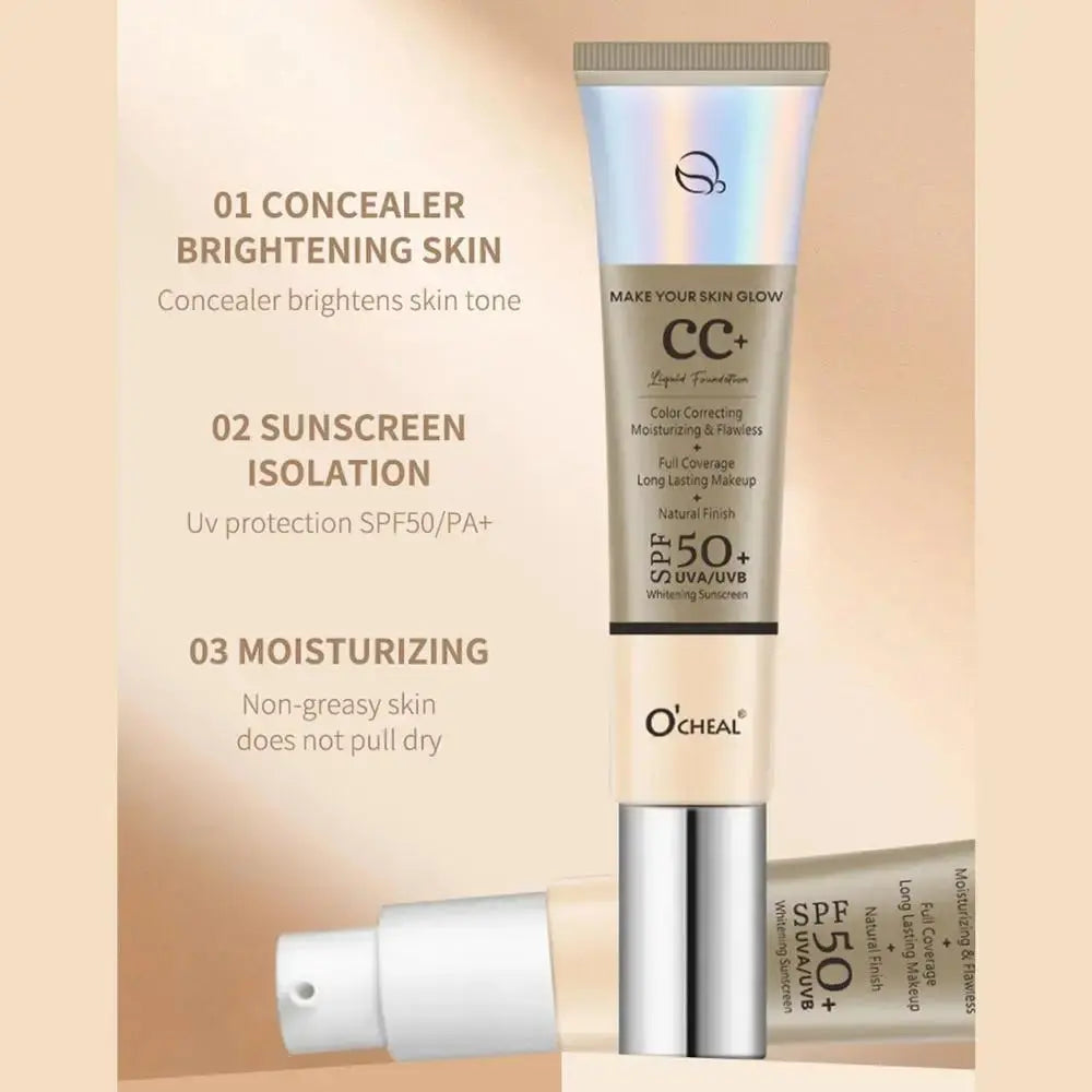 CC Cream With SPF 50 Color Correcting Cream SPF 50 Sunscreen Full Coverage Foundation Lightweight Foundation Moisturizing - Suncollections