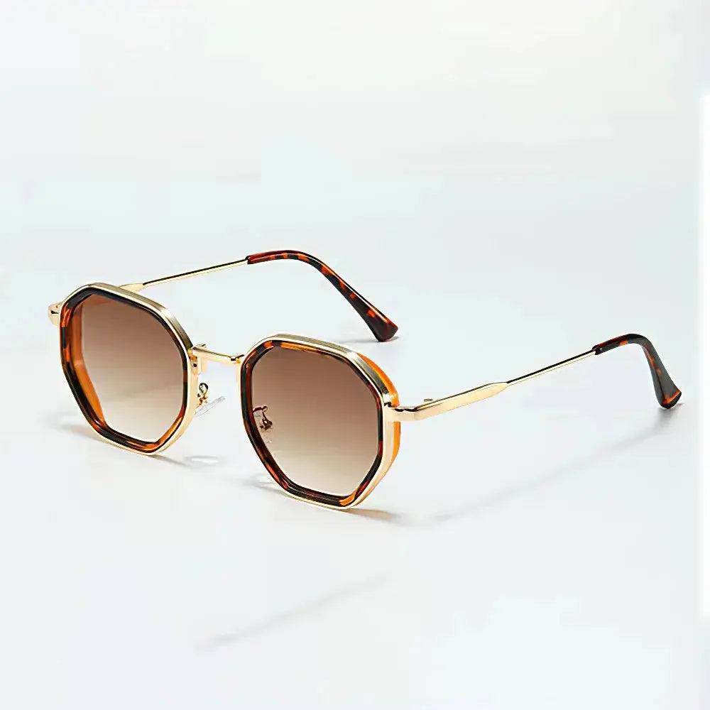 2025 New in Vintage Sunglasses for Women Modern Fashionable Octagonal Glasses with Black Lenses Golden Edging Sun Glasses - Suncollections