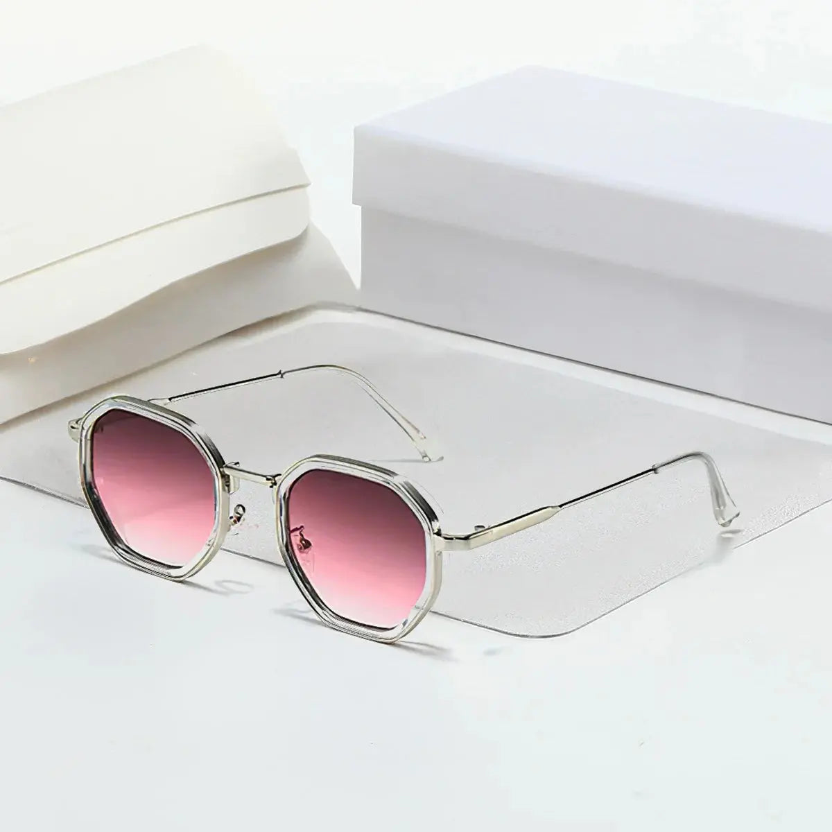 2025 New in Vintage Sunglasses for Women Modern Fashionable Octagonal Glasses with Black Lenses Golden Edging Sun Glasses - Suncollections