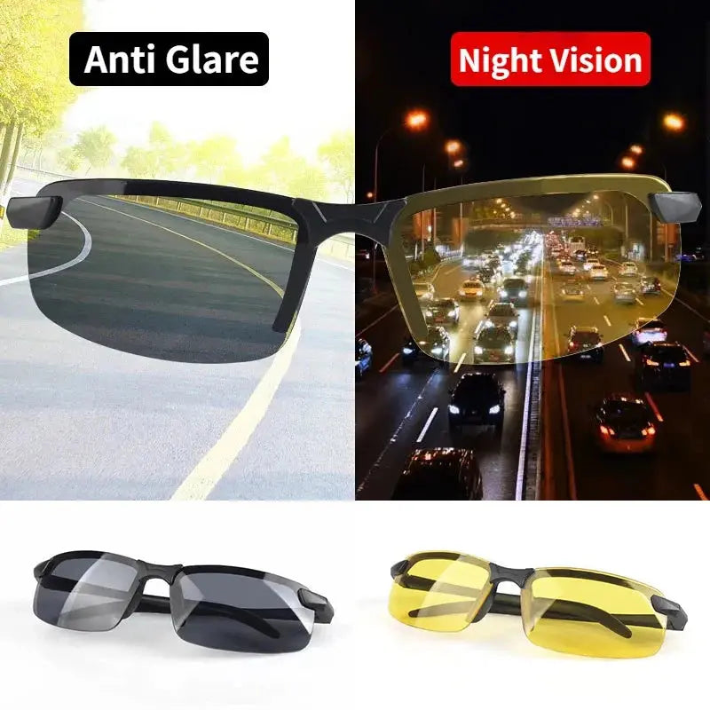 Night Vision Glasses Men Anti-Glare Driving Half Frame Sunglasses for Driver Outdoor Sport Goggles Women Day and Night Eyewear - Suncollections