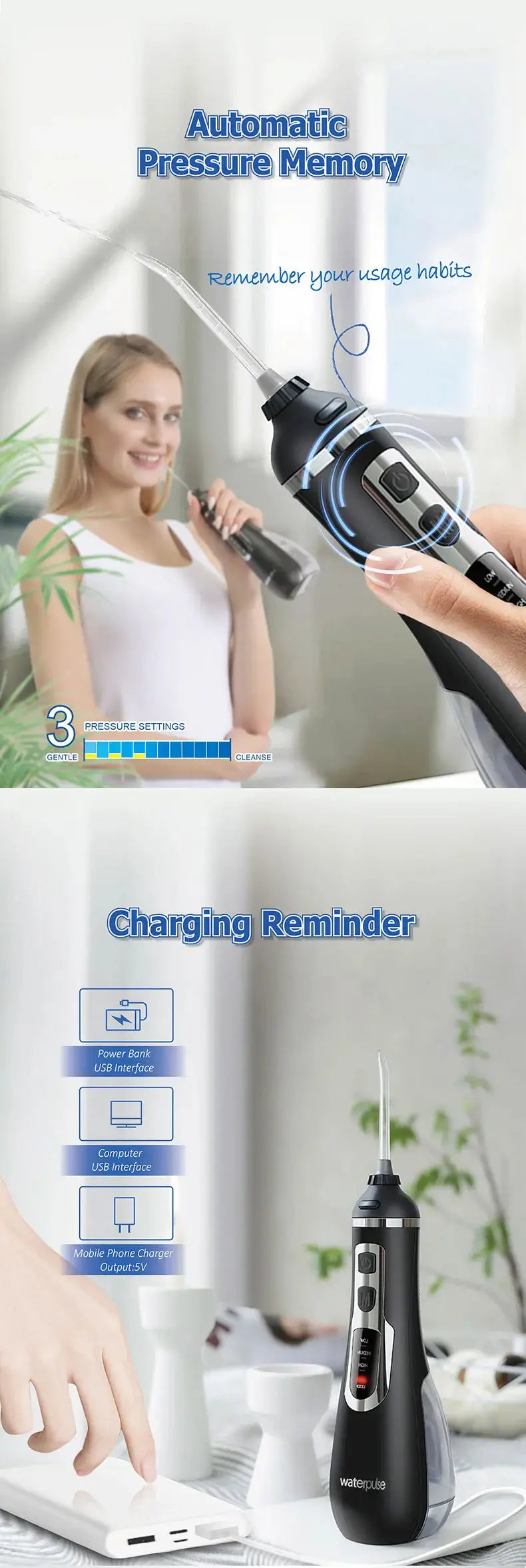 Waterpulse V500 Portable Oral Irrigator Dental Water Jet Flosser - Suncollections