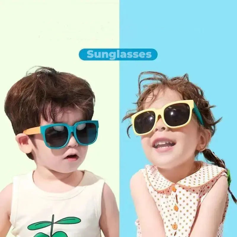 Kids Outdoor Foldable Sunglasses Baby Boys Girls Travel Goggle Shades Eyewear Vintage Square Frame UV Sun Glasses for Children - Suncollections