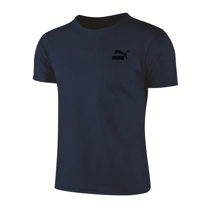 Men's Casual T-shirts Summer Quick Dry Breathable Round Neck Short Sleeve Elastic Outdoor Training Hiking Run T-shirts - Suncollections