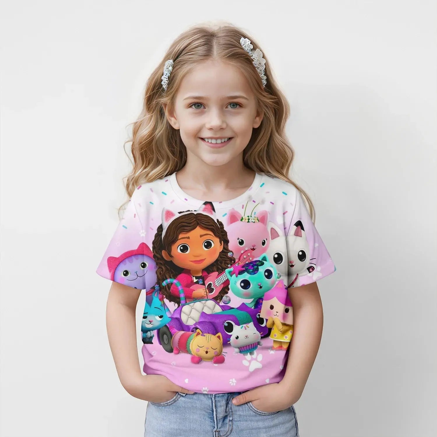 New Kids Cartoon  Gabbys Dollhouse Tops Tees 3D Print  T-shirt Children Casual Short Sleeve Clothing  Girls Sports Streetwear - Suncollections
