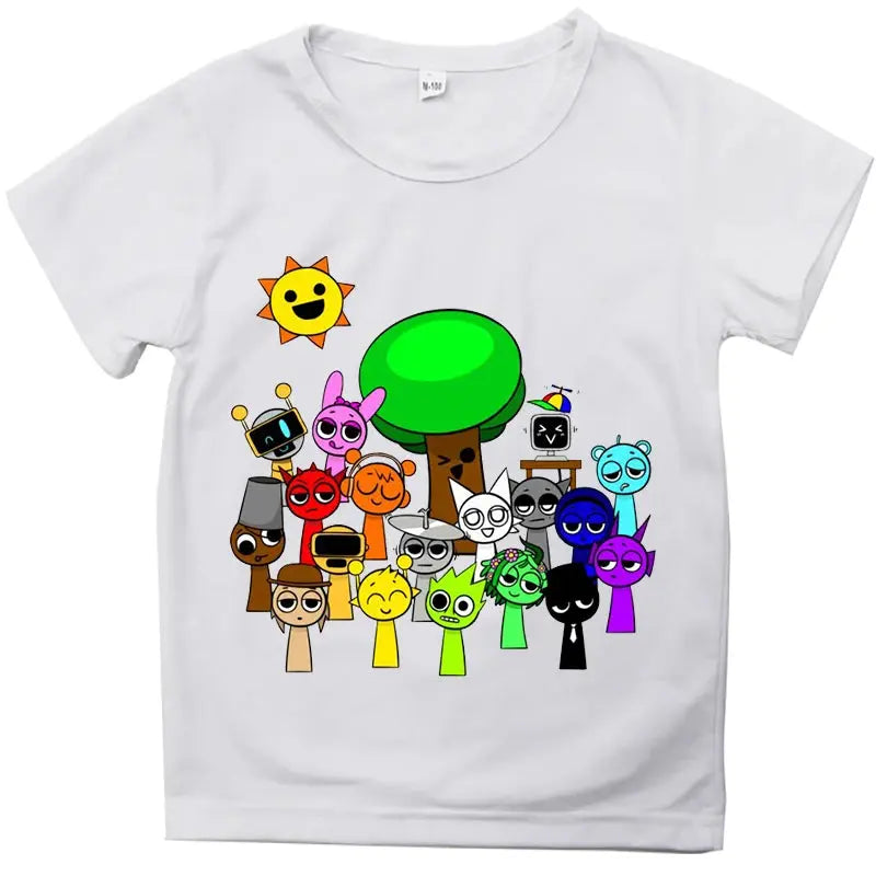 Funny Sprunki T-shirts Boys Girls Summer Short Sleeve Tees Kids Cartoon Incredibox Game Tshirt Sprunki Children Clothing Tops - Suncollections