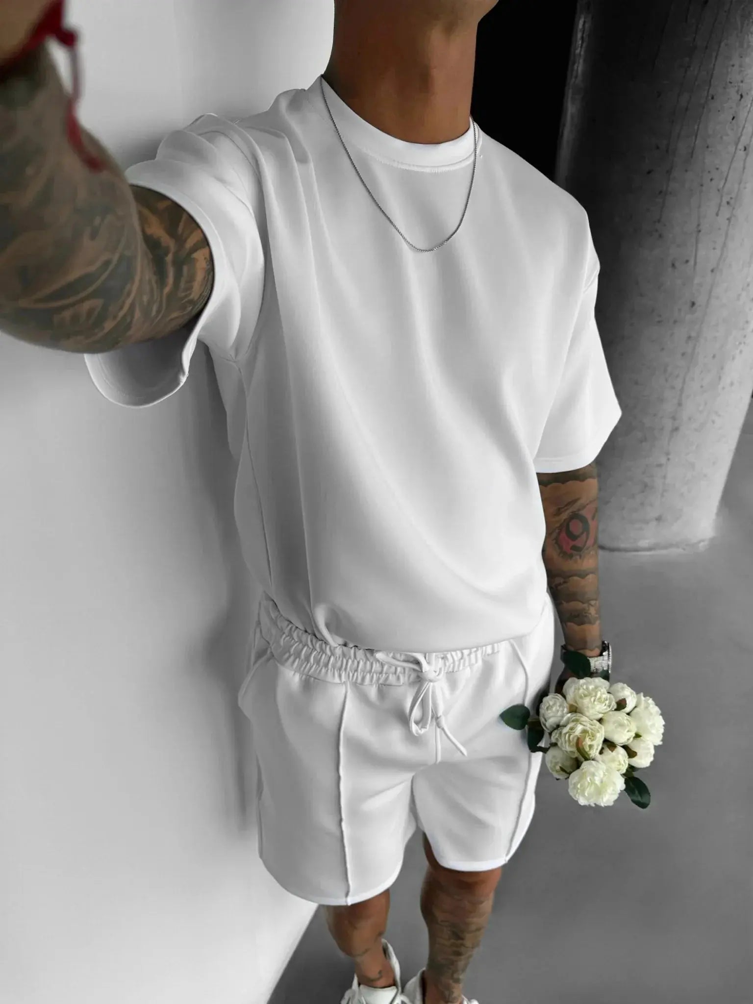 Men 2025 summer fashion sports design sense simple casual solid color quick drying short-sleeved T-shirt trend clothes - Suncollections