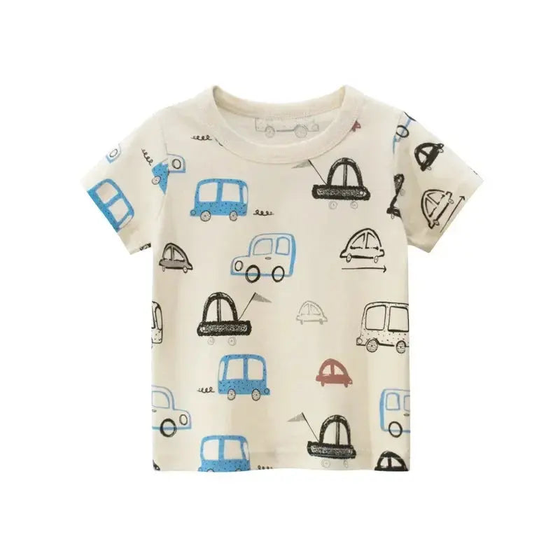 2025 Children's T-Shirt for Boys Girls Kids Shirts Baby Short Sleeve Full Print Toddler Cotton Cartoon Car Tee Tops Clothing - Suncollections