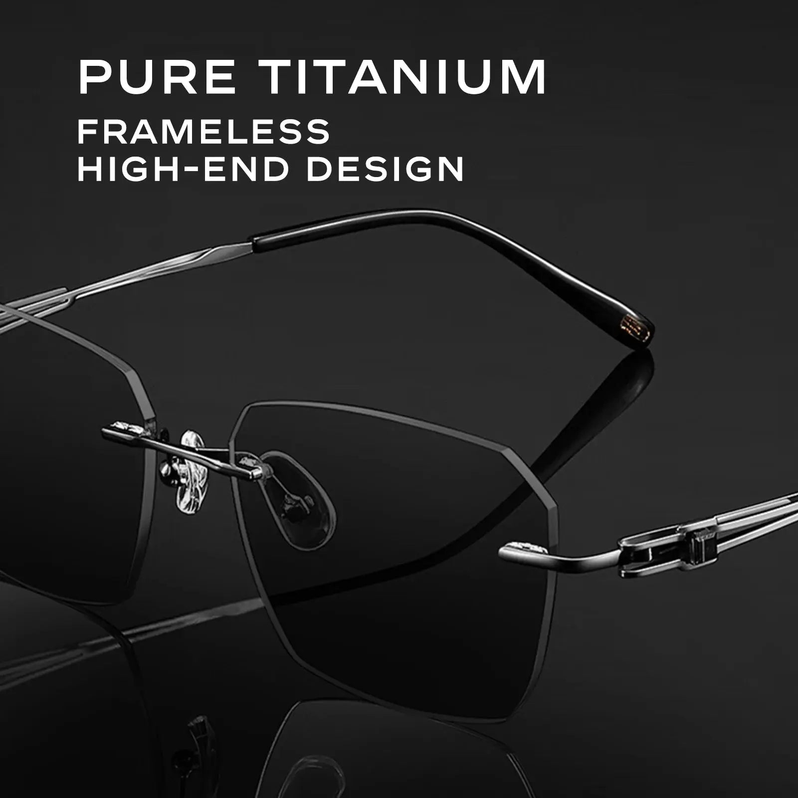 CAPONI Sunglasses Men Polarized Outdoor Ultra Light Pure Titanium Black Sunglasses Original Designer Photochromic Shade BS23503 - Suncollections
