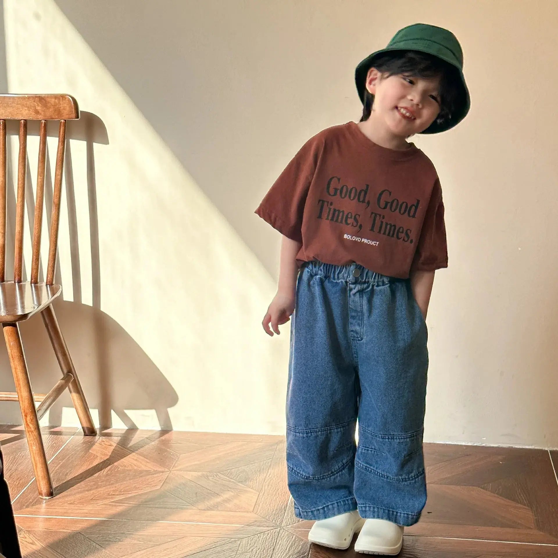 2024 Summer Fashion Loose Girl Children Letter Print T-shirt Boy Baby Cotton Short Sleeve Tees Kid Casual Tops Toddler Clothes - Suncollections