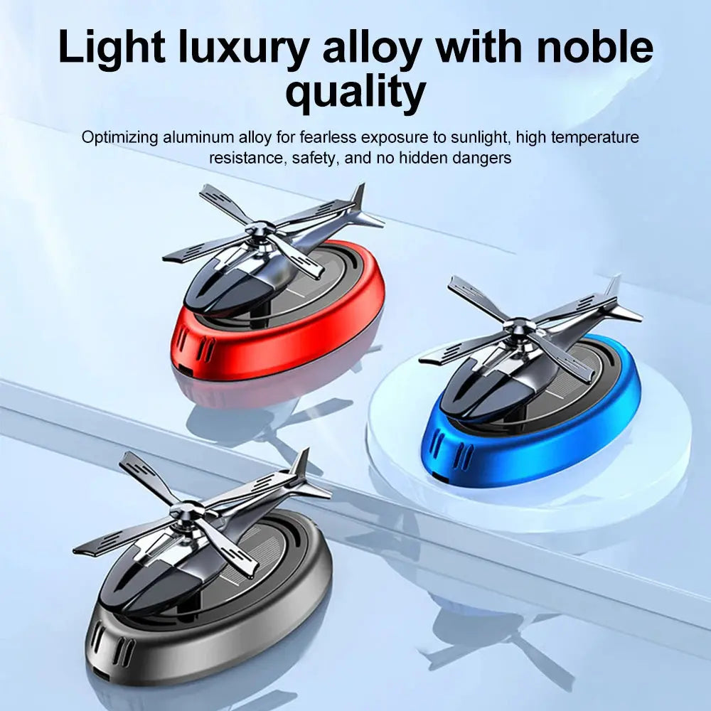 Solar Rotating Helicopter Aromatherapy Car Air Freshener Alloy + Abs Wooden Aromatherapy Machine Car Aromatherapy Aircraft - Suncollections