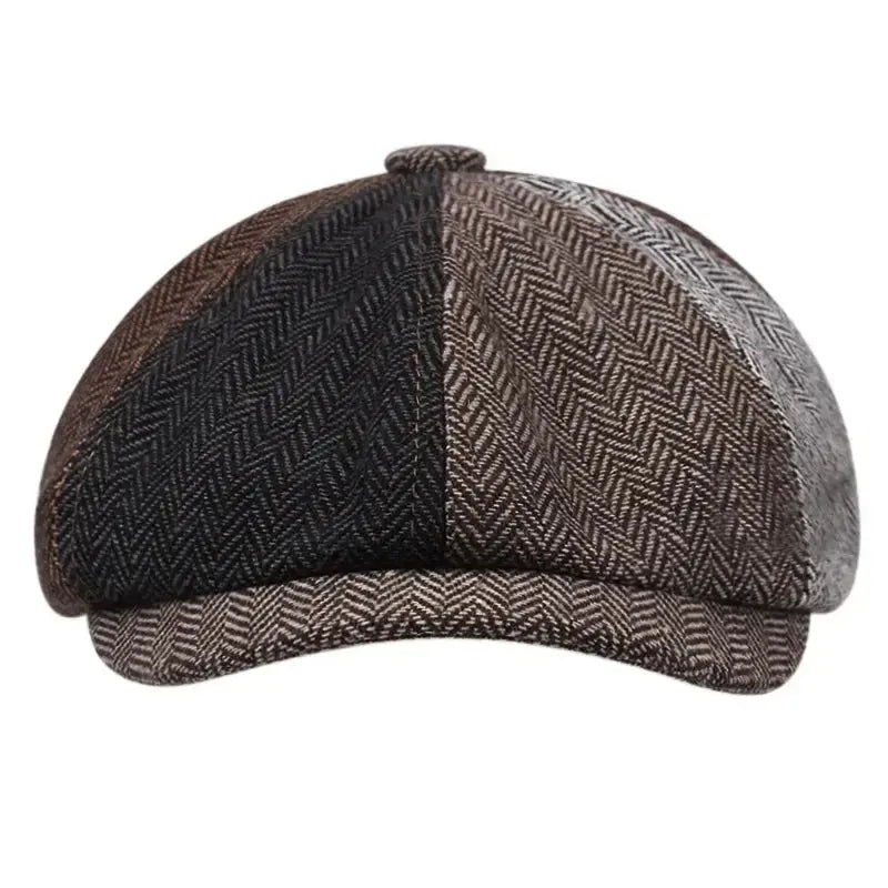 Men Newsboy Hats Peaky Autumn Vintage Herringbone Octagon Cap Women Casual Stripe Berets Gatsby Flat Hat - Suncollections