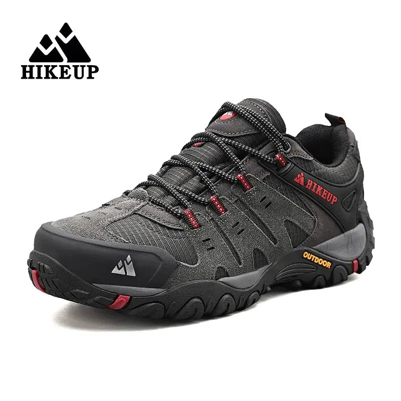 HIKEUP Men's Hiking Shoes Suede Leather Outdoor Shoes Wear-resistant Men Trekking Walking Hunting Tactical Sneakers Suncollections