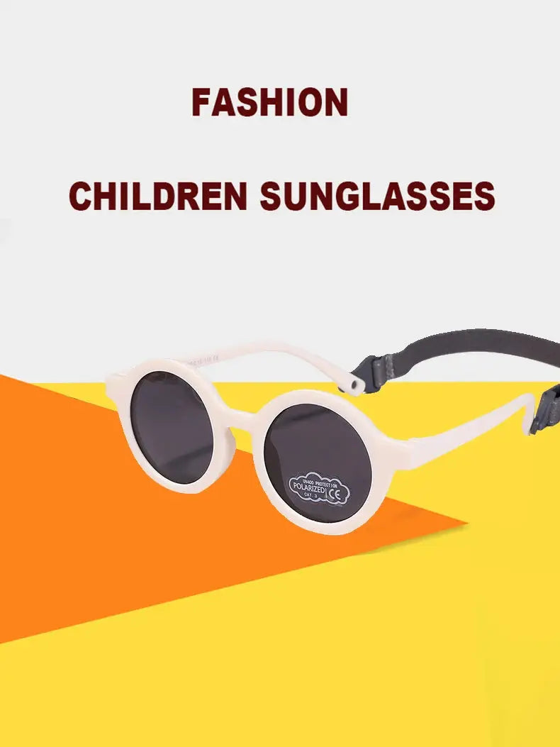 Baby Polarized Round Sunglasses Flexible Rubber Shades with Strap for Toddler Newborn Infant Ages 0-36 Months - Suncollections