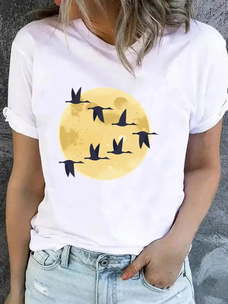 Clothes Women Butterfly Trend Lovely Cute Graphic Short Sleeve T-shirt Ladies - Suncollections