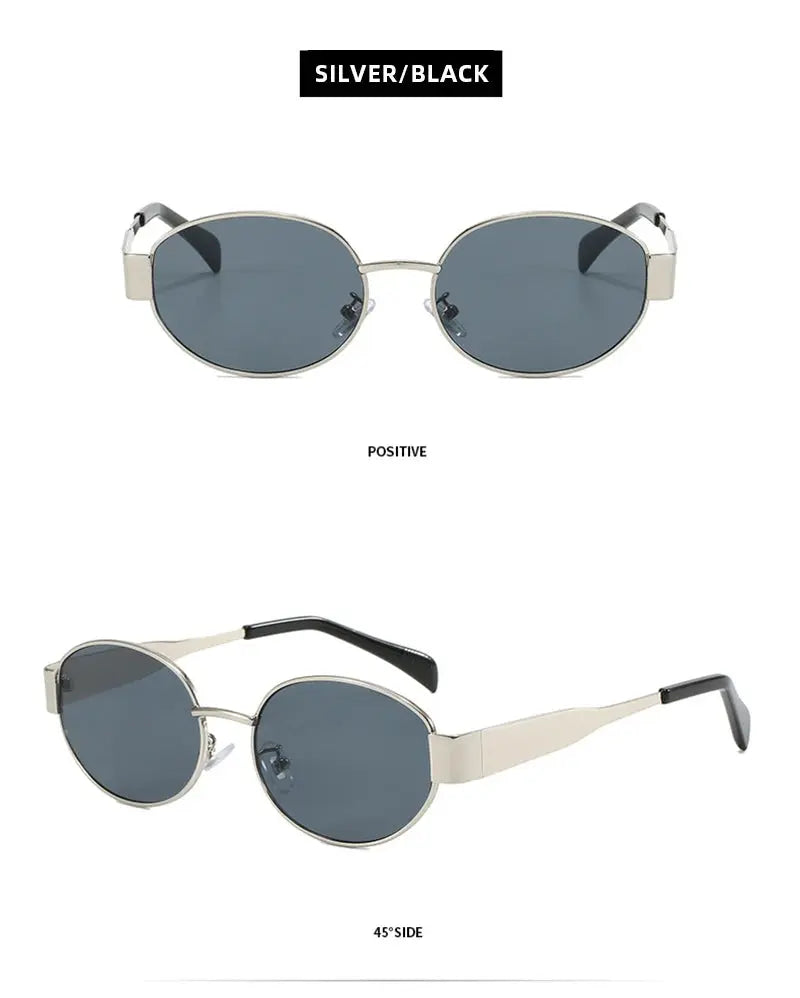 Retro Small Oval Sunglasses Men Women Luxury Metal Round Sun Glasses Male Classic Casual Driving Shades - Suncollections