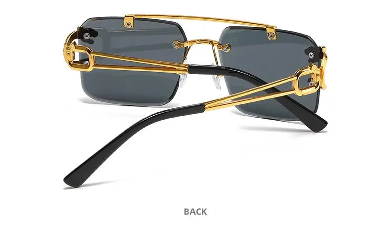 Fashion Rimless Square Double Bridge Sun Glasses Vintage Women Men Sunglasses UV400 - Suncollections