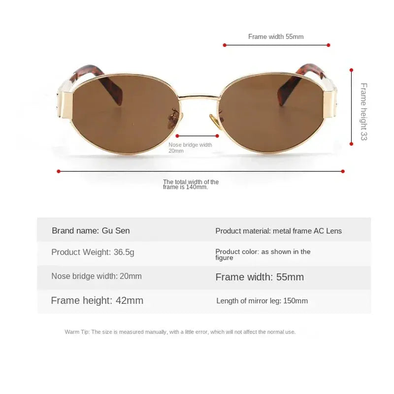 2024 Steampunk Sunglasses Retro Women's Oval Sunglasses Fashion Women's Classic Retro Small Metal Brand Glasses UV400 - Suncollections