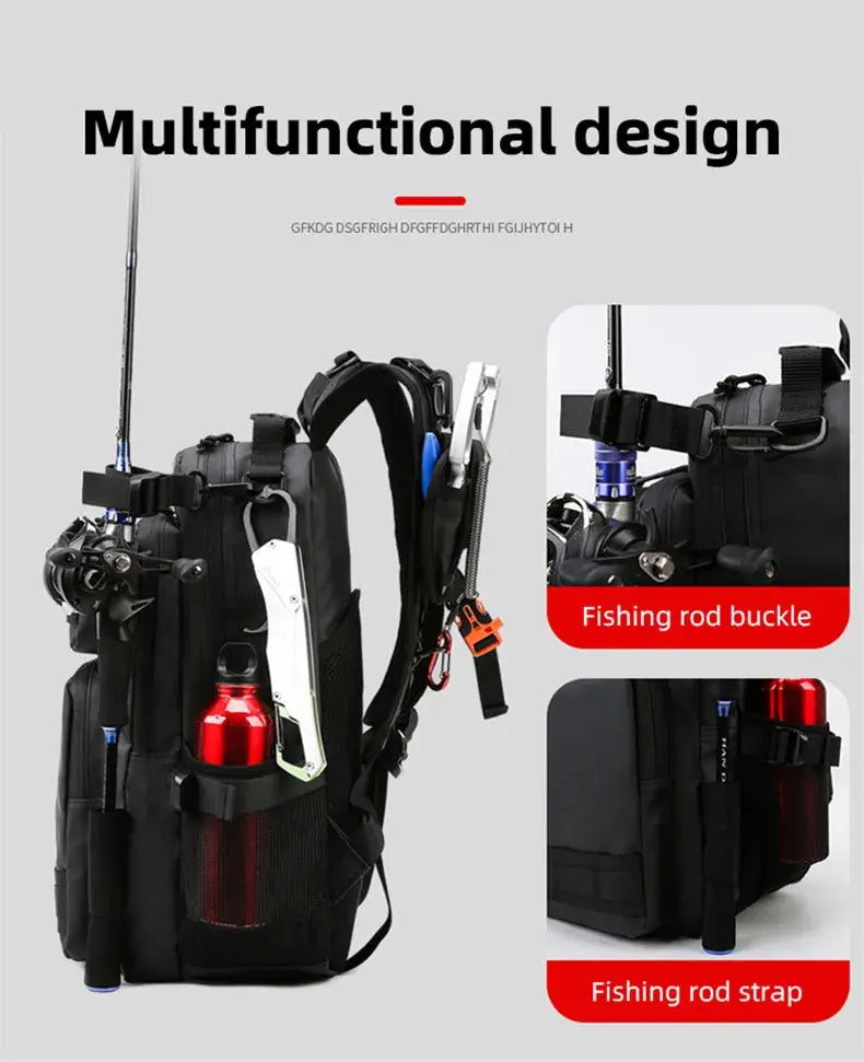 Fishing Lure Bag Men Waterproof Molle Fishing Rod Box Backpack Multi-functional Outdoor Travel Hiking Camping Shoulder Backpack - Suncollections