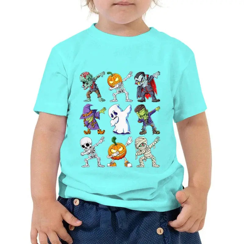Kids Halloween T Shirt Skeleton Zombie Pumpkin Monster Dabbing T-Shirts Round Neck Funny Summer Halloween Boys Girls New Tshirt - Suncollections