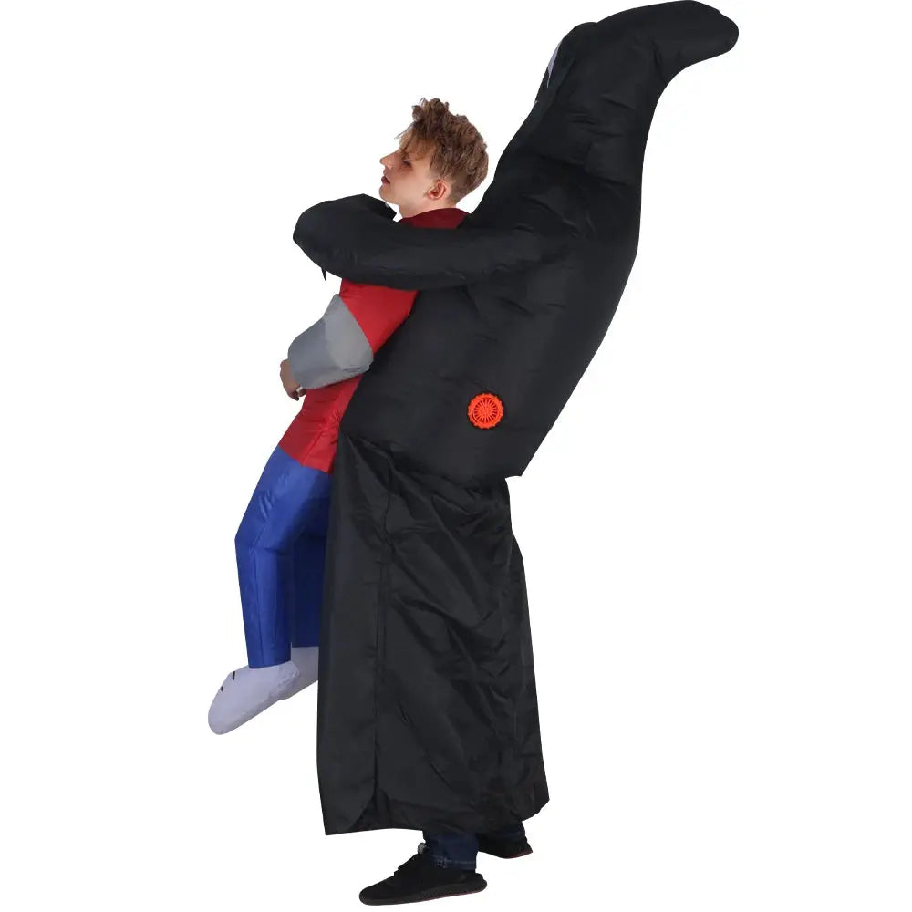 Adult Funny Inflatable Black Robe Mask Ghost Costume Props Halloween Day of the Dead Carnival Party Masquerade Cosplay Suncollections