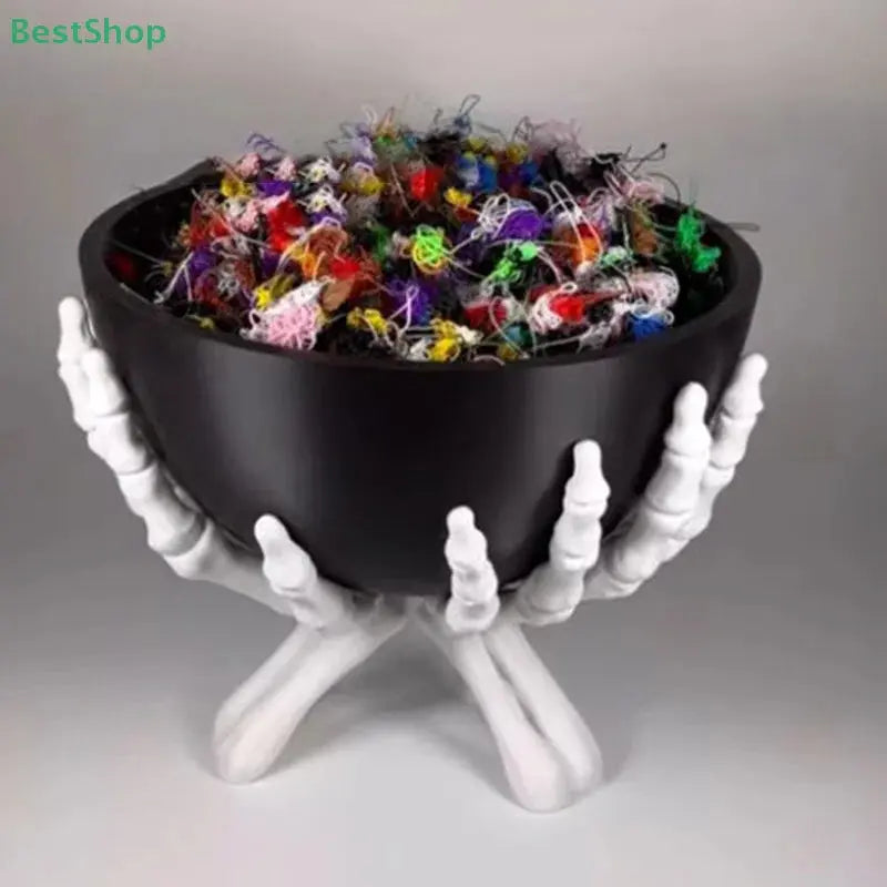 Halloween Candy Bowl Gothic Skeleton Hands Candy Storage Holder Multifunctional Halloween Organizer Holder Scary Home Decoration Suncollections