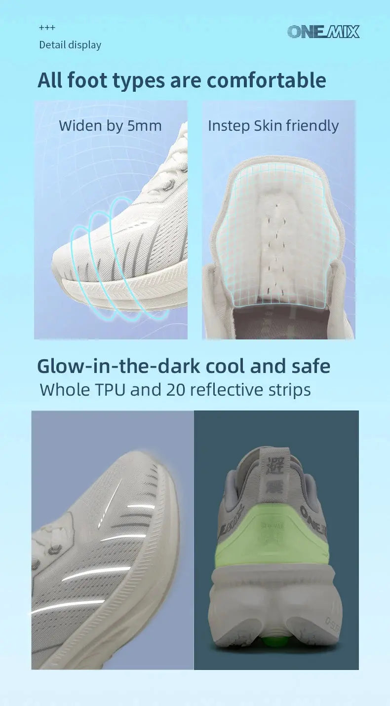 ONEMIX Running Shoes for Men Outdoor Fitness Sport Shoes Anti-skid Cushioning Ultra-Light Support Comfort Man Trainers Sneakers Suncollections