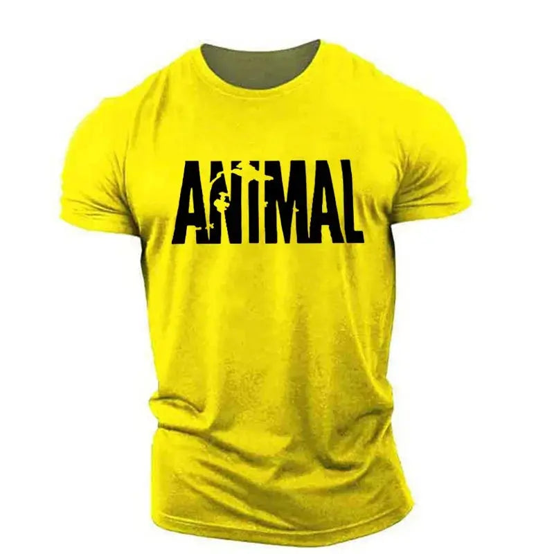 Animal Letter Minimalist Style Fashion Men's T-shirts Short Sleeve O-Neck Sportswear Oversized Gym Tops Street Men Women T Shirt Suncollections