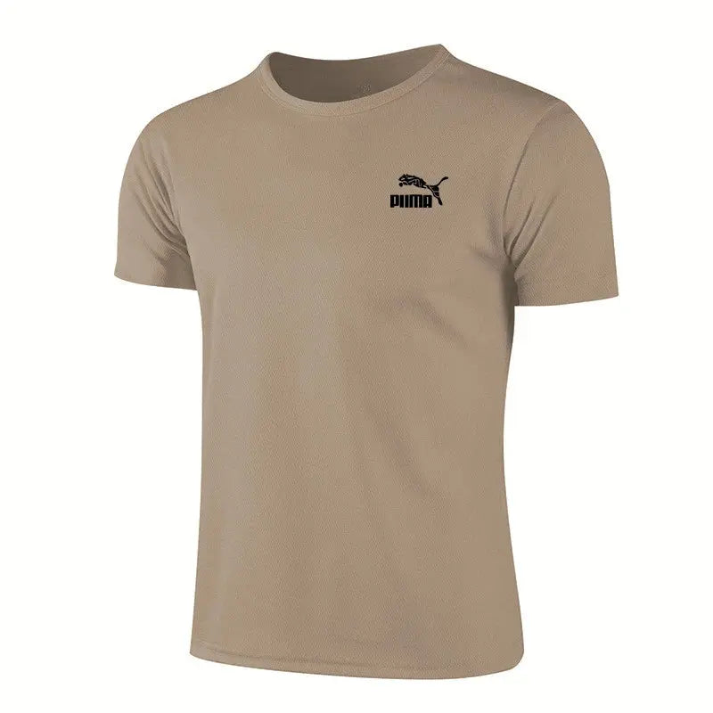 Men's Casual T-shirts Summer Quick Dry Breathable Round Neck Short Sleeve Elastic Outdoor Training Hiking Run T-shirts - Suncollections