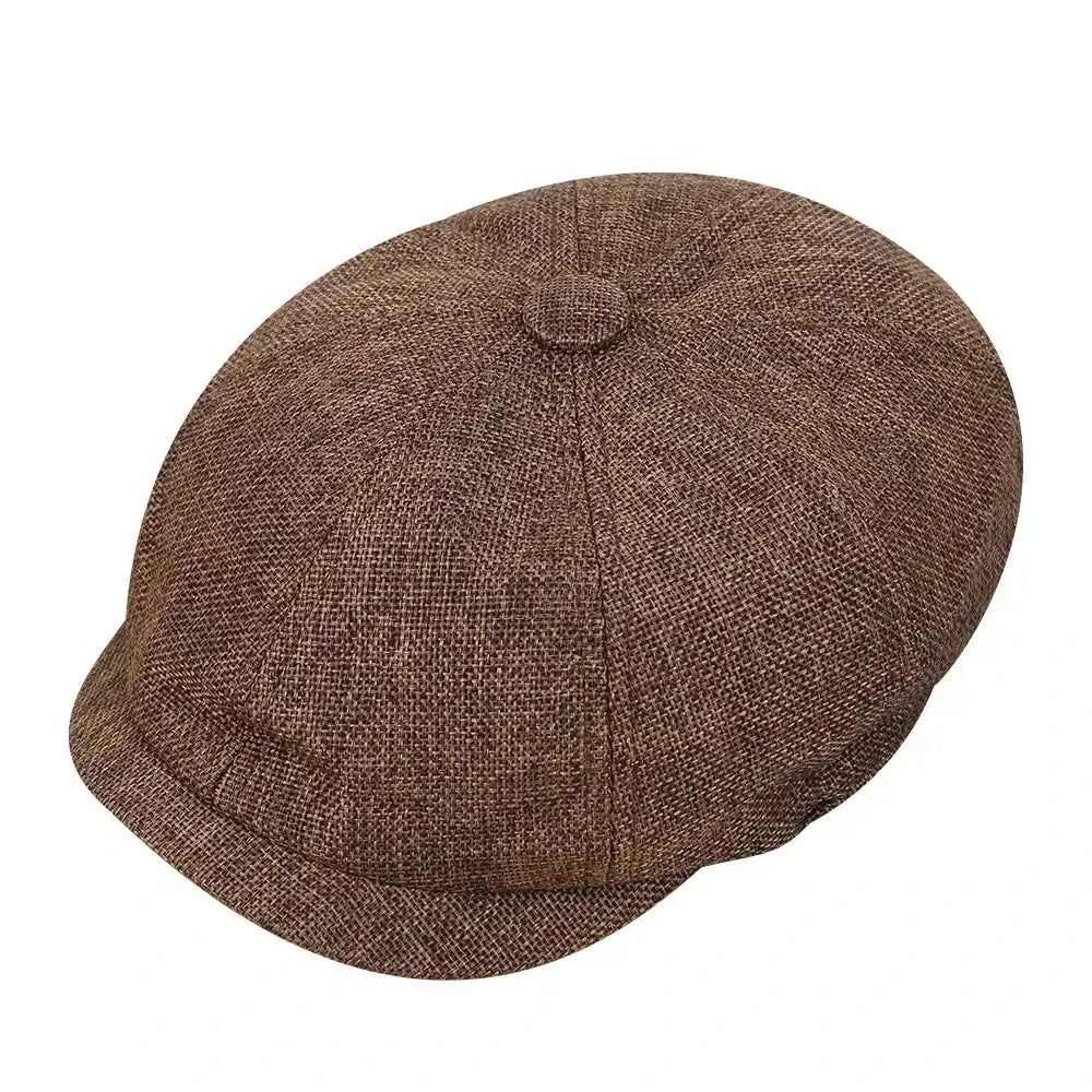 Men Newsboy Hats Peaky Autumn Vintage Herringbone Octagon Cap Women Casual Stripe Berets Gatsby Flat Hat - Suncollections