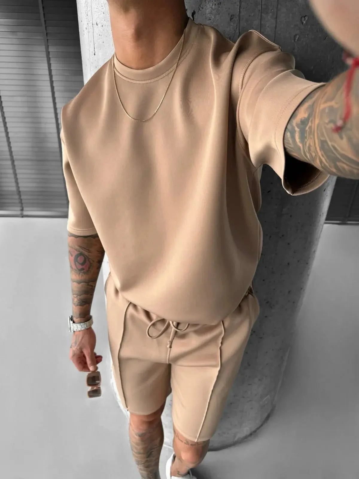 Men 2025 summer fashion sports design sense simple casual solid color quick drying short-sleeved T-shirt trend clothes - Suncollections