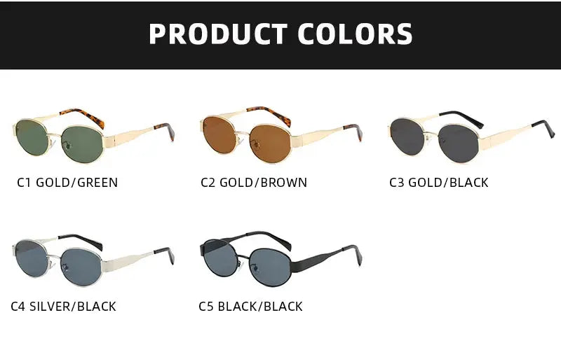 Retro Small Oval Sunglasses Men Women Luxury Metal Round Sun Glasses Male Classic Casual Driving Shades - Suncollections