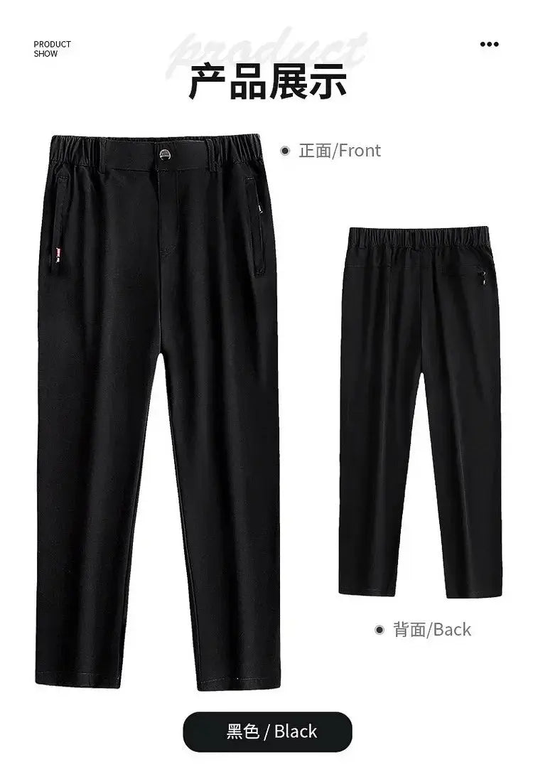 Ice Silk Men's Summer Pants Elastic Waist Straight Leg Trouser Male Quick Dry Big Size Large Plus Stretch 6XL 7XL Work Outdoor Suncollections