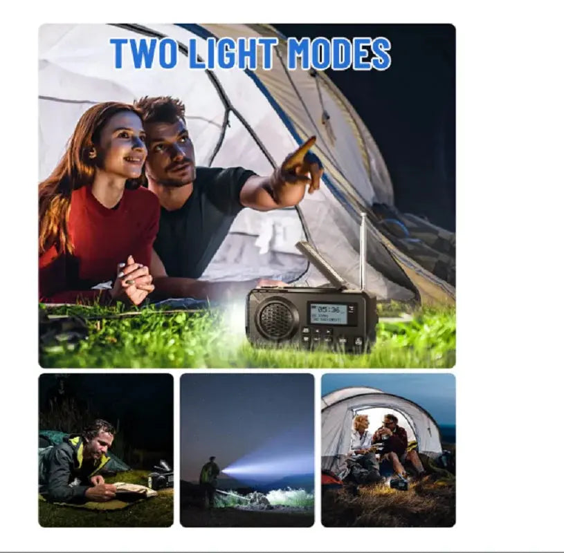 DAB+ Portable Hand Crank Radio Emergency Radio Solar Emergency Radio with BT FM SOS Alarm 5000 mAh Power Bank and Reading Lamp - Suncollections