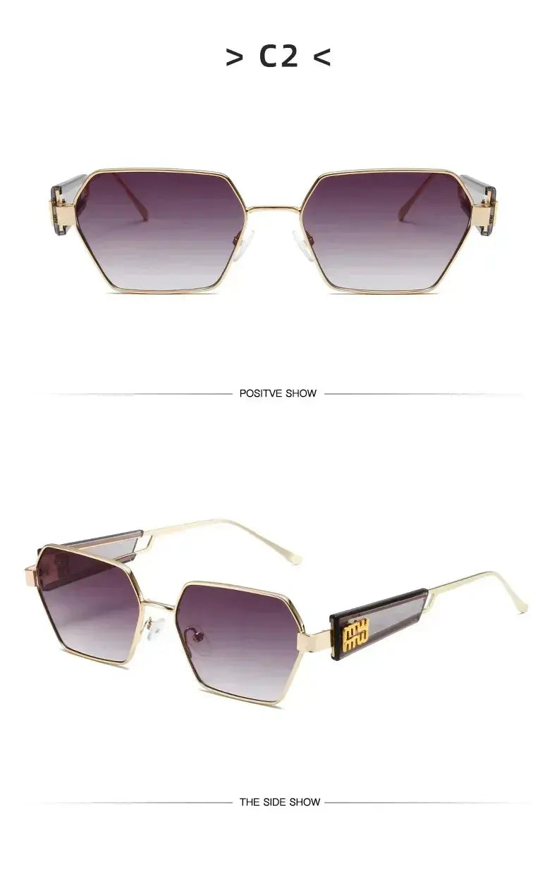 2025 High Quality Rectangle Sunglasses Women Metal Frame Glasses Fashion Brand Designer Vintage Eyewear UV Gafas De Sol Mujer - Suncollections