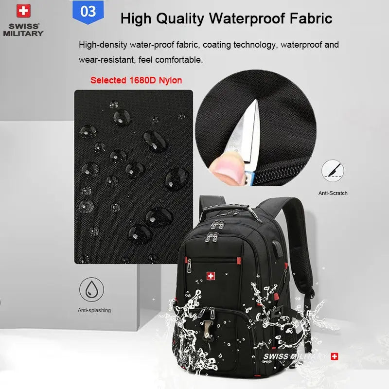 Waterproof Men's Backpack 15.6/17 Inch Laptop Backpacks School Travel Bags Swiss-style Large Capacity Business Bagpack Mochila - Suncollections