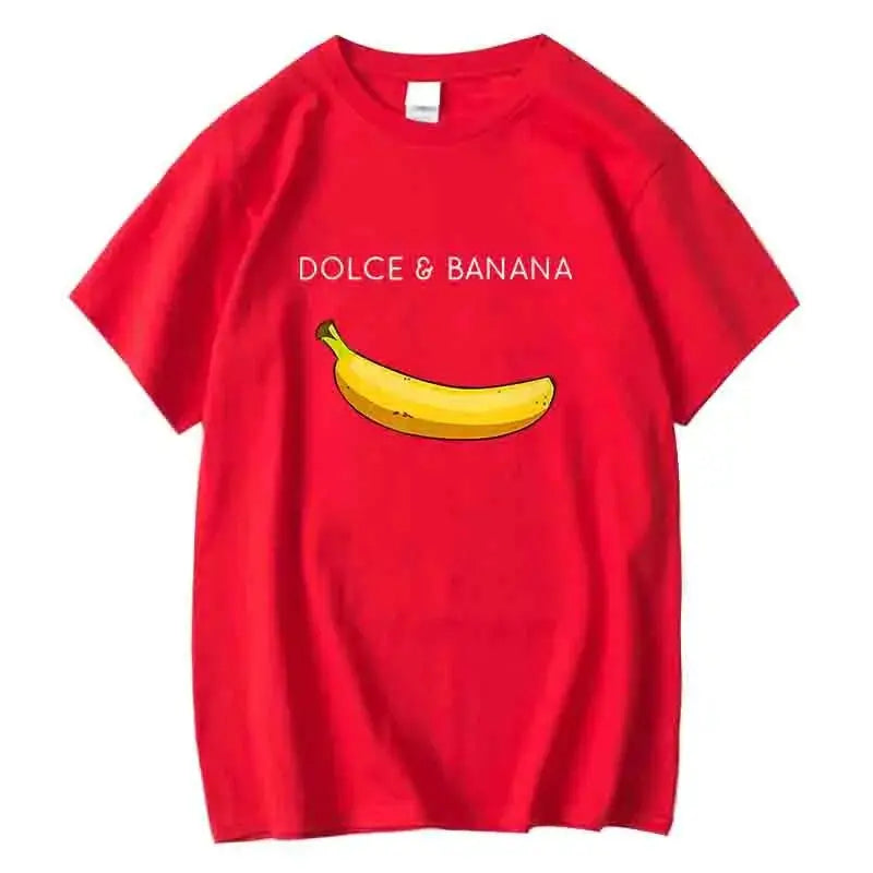 Men's T-shirt High Quality 100% Cotton Funny Banana Printing Summer Cool Casual Loose O-neck Men Short Sleeve T-shirt Male Tops - Suncollections