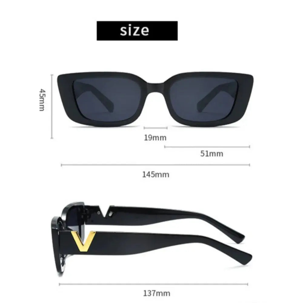 Retro Rectangle Sunglasses Women/Men Unisex with Fashion V-shaped Foots Outdoor Sunshade - Suncollections