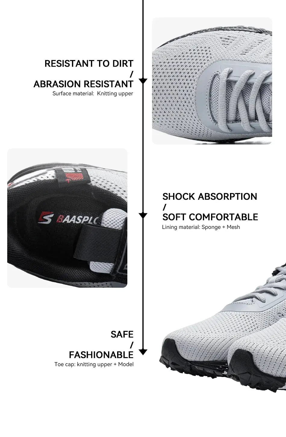 Baasploa 2022 New Male Sneakers Shoes Breathable Mesh Men Running Shoes Outdoor Grass  Walking Gym Shoes For Men Plus size 41-50 Suncollections