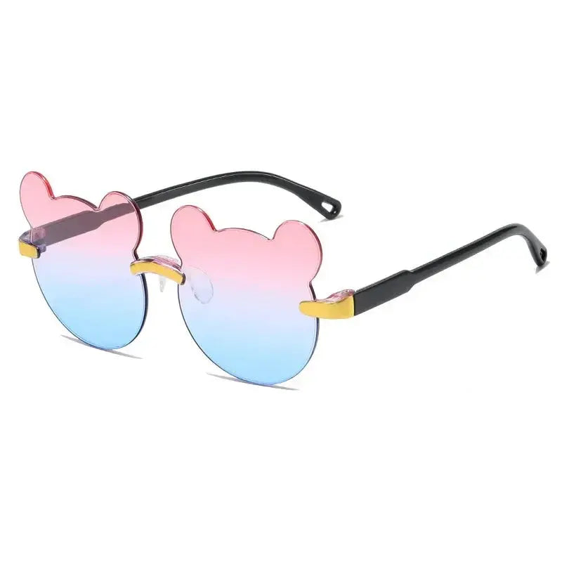 Fashionable New Outdoor Travel Skiing Sunglasses Cartoon Bear Sunglassess for Boy Girl Children Rimless Casual Sunglasses UV400 - Suncollections