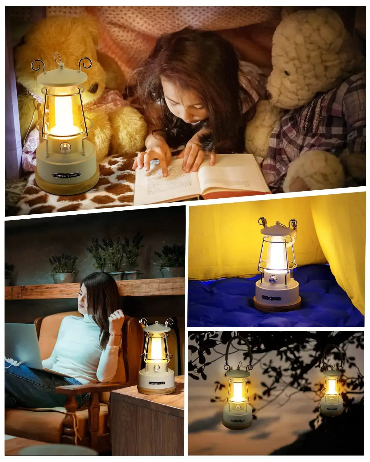 VN Retro Handle Camping Lantern Rechargeable Dimmable LED Vintage Lanterns Battery Powered Waterproof LED Retro Camping Lights - Suncollections