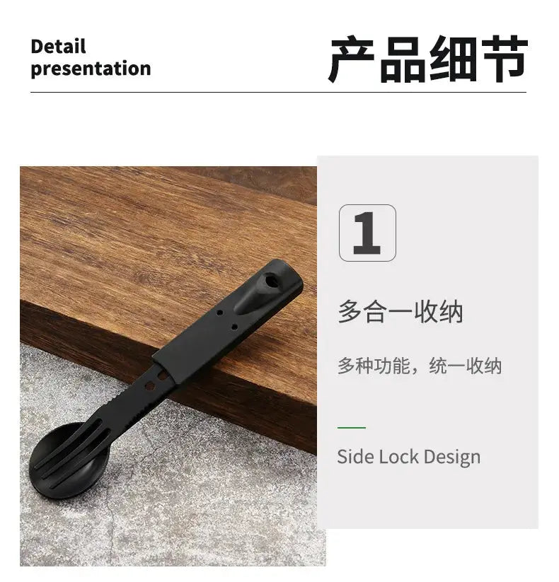 Outdoor Set Multi functional Camping Knives Camping Tableware Outdoor Wind Combination Stainless Steel with Whistle Spoon Fork - Suncollections