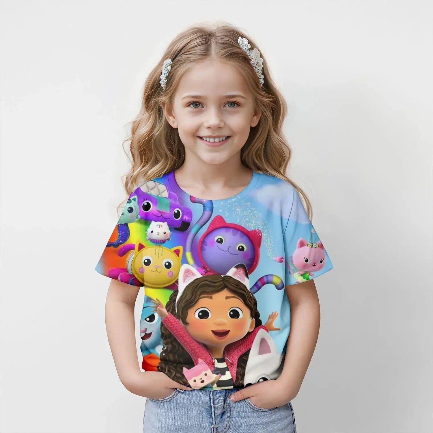 New Kids Cartoon  Gabbys Dollhouse Tops Tees 3D Print  T-shirt Children Casual Short Sleeve Clothing  Girls Sports Streetwear - Suncollections