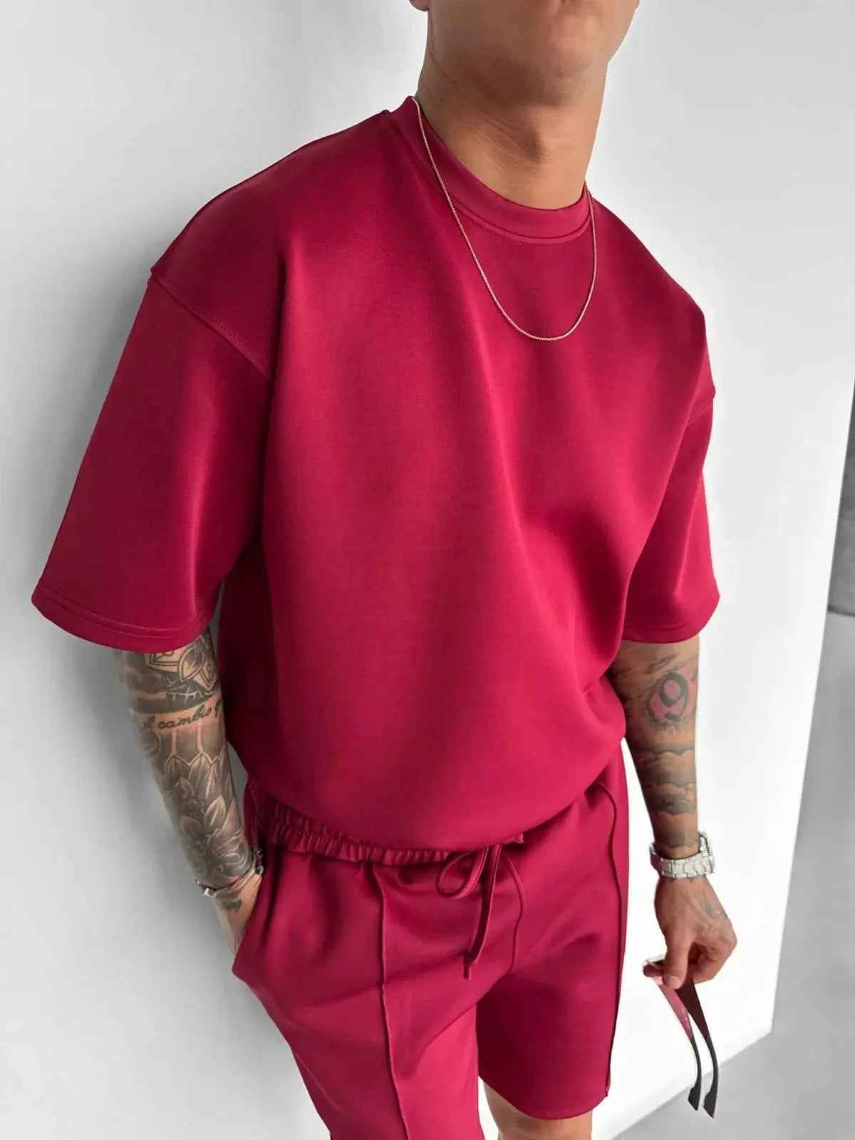 Men 2025 summer fashion sports design sense simple casual solid color quick drying short-sleeved T-shirt trend clothes - Suncollections