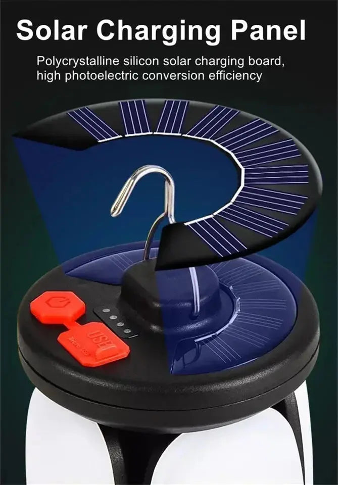 High Power Solar LED Camping Lantern Rechargeable 4500mAh 1000LM Emergency Power Bank Foldable 6 Light Modes for Camping Fishing - Suncollections