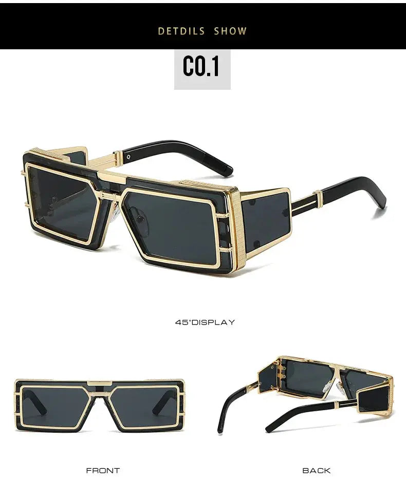 Square Punk Sunglasses Women Men Vintage Luxury Steampunk Sun Glasses Women Fashion Trendy Brand Design Driving Shades UV400 - Suncollections
