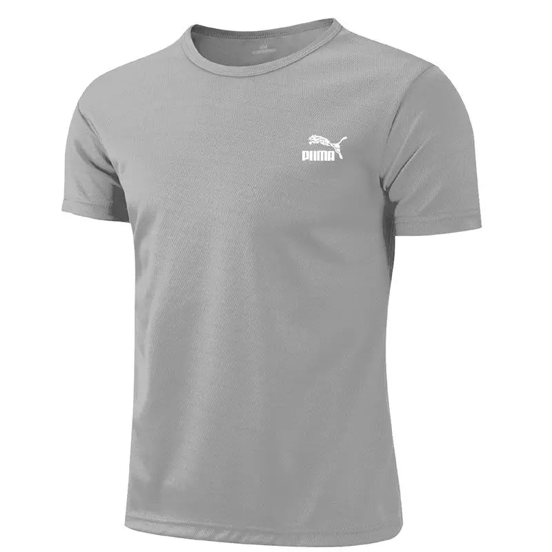Men's Casual T-shirts Summer Quick Dry Breathable Round Neck Short Sleeve Elastic Outdoor Training Hiking Run T-shirts - Suncollections