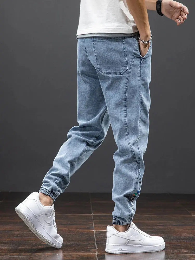 Spring Summer Black Blue Cargo Jeans Men Streetwear Denim Jogger Pants Men Baggy Harem Jean Trousers Plus Size Suncollections
